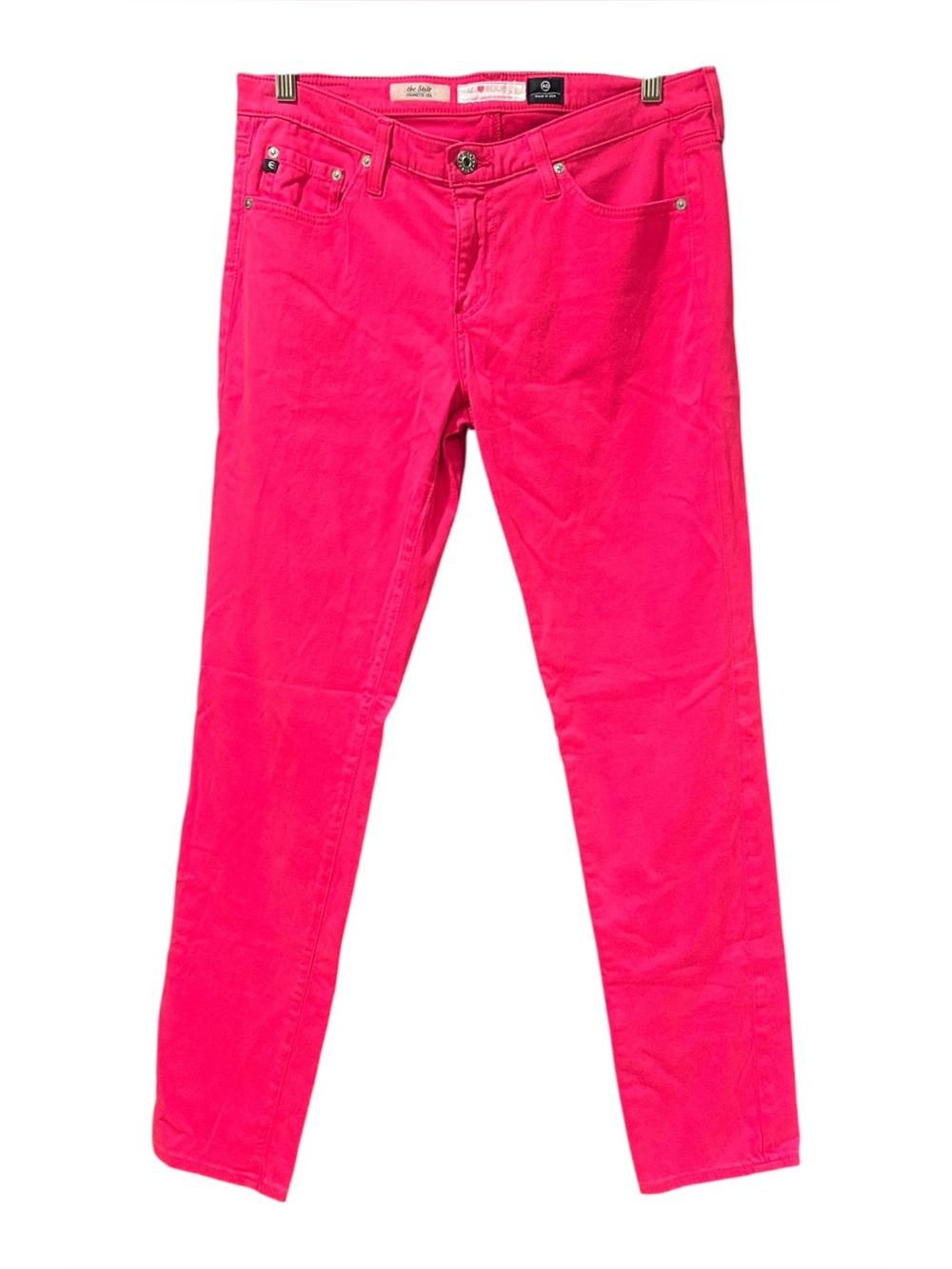 AG Adriano Goldschmied The Stilt Pink Cigarette Jeans Keep A Breast Boobies 31R